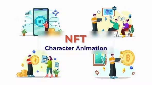 Videohive Bitcoin NFT Animation Character Scene 38960301