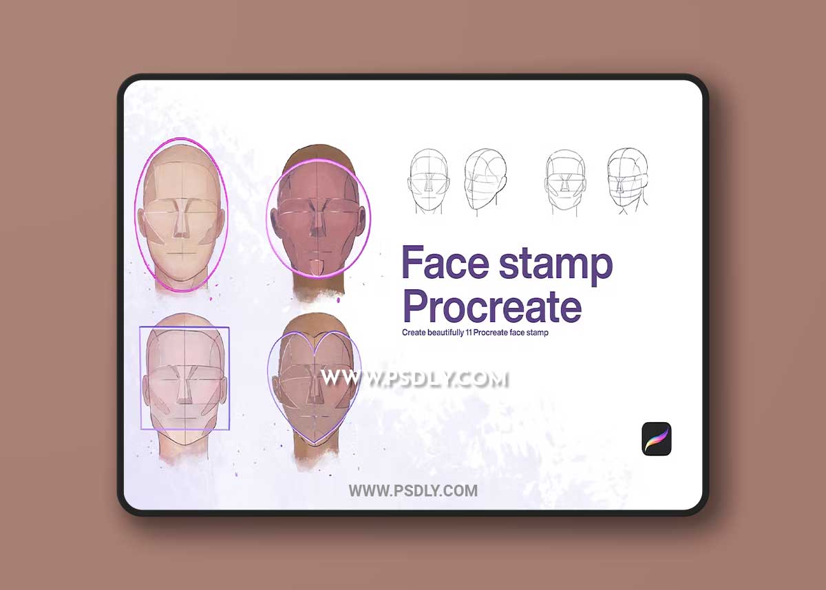 10 Face Stamps Procreate V4XN49D