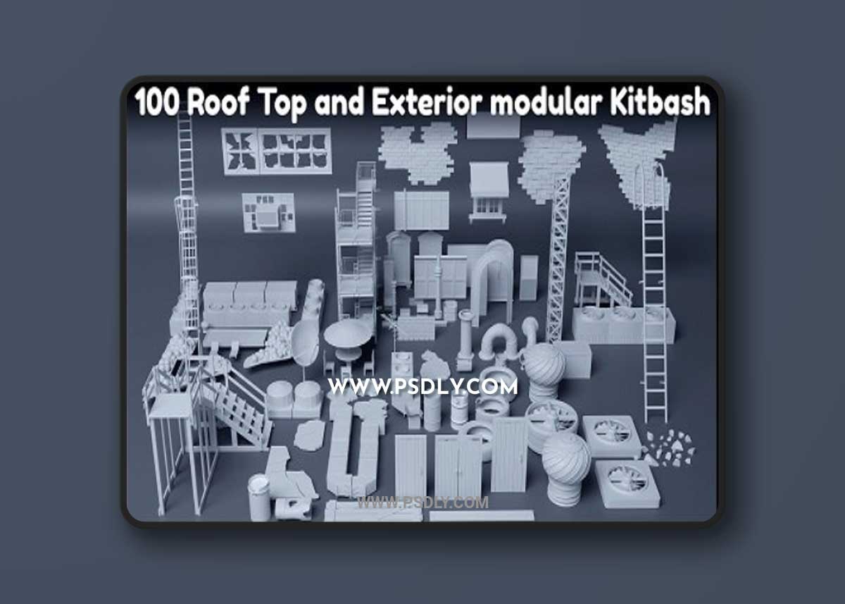 Artstation - Rooftops Collection Kitbash3D Model