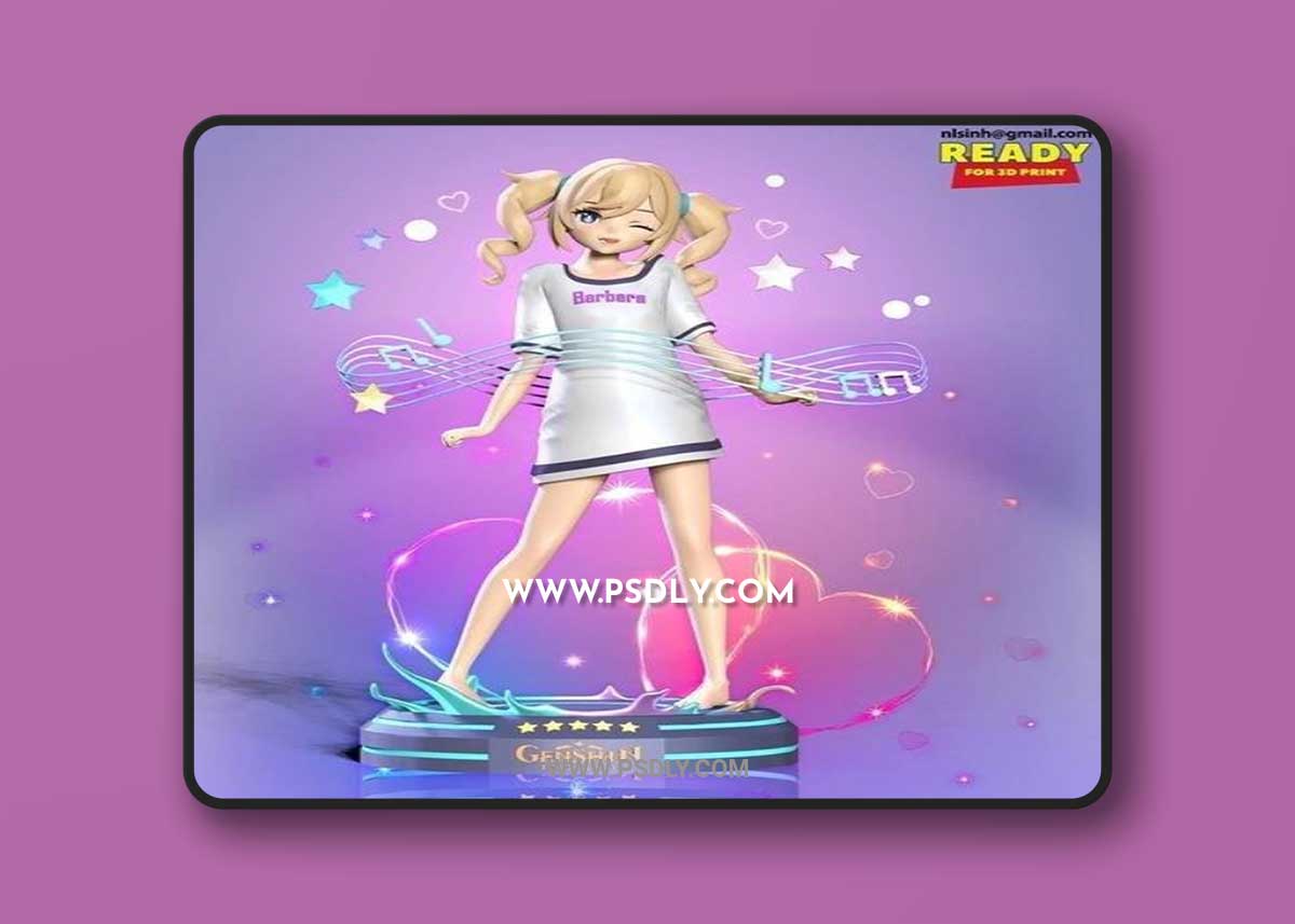 Barbara Pegg - Genshin Impact Fanart 3D Print 3D Model