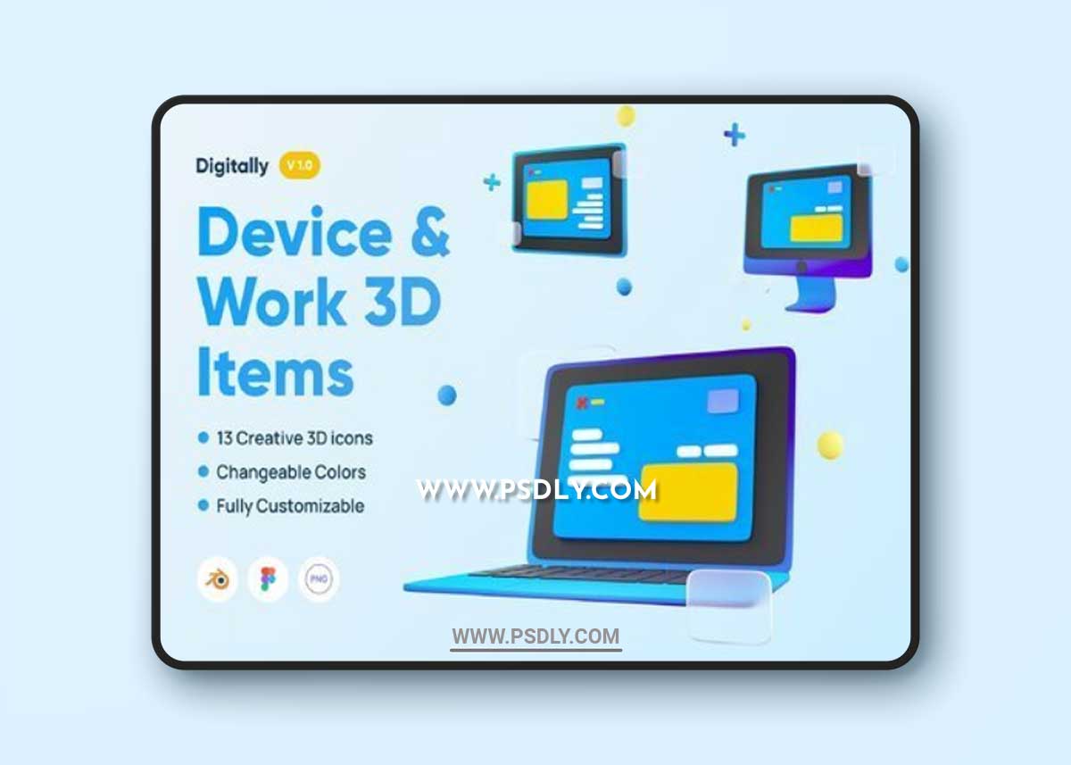CreativeMarket - Digitally - Device & Work 3D Items 7362740