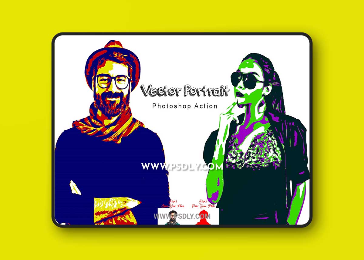 CreativeMarket - Vector Portrait Photoshop Action 7505139