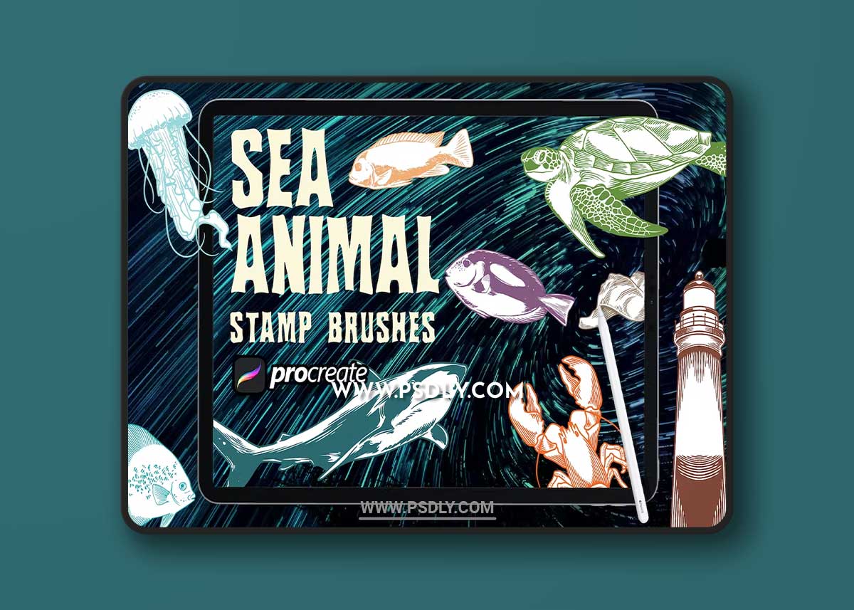 Dansdesign Sea Animals Brush Stamp Procreate NCRHDNU