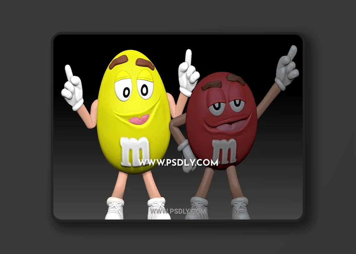 Rouge and Jaune M&M's 3D Print 3D Model