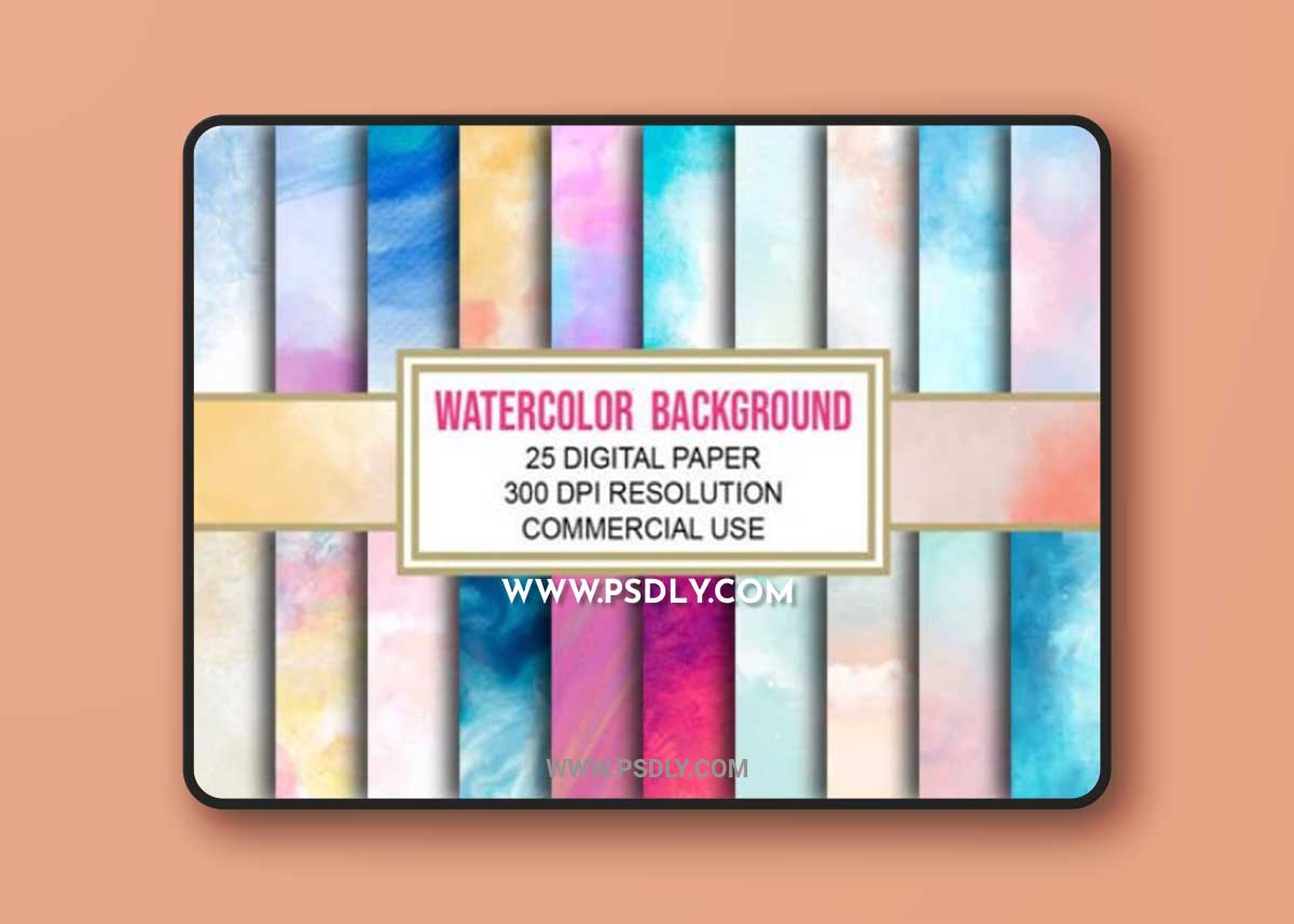 26 Watercolor Background Digital Papers Collection