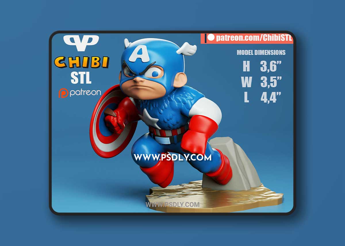 Captain America Chibi 3D Print
