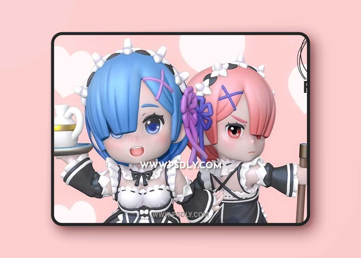Chibi Rem Ram from ReZero 3D Print