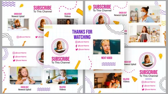 Videohive Kids School Activities End Screen Templates 39505675