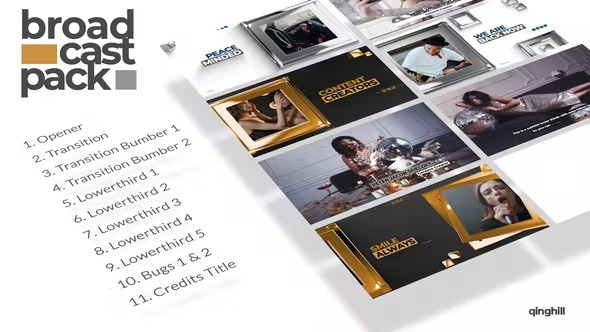 Videohive Silver Or Gold Square Titanium Broadcast Pack 39536796