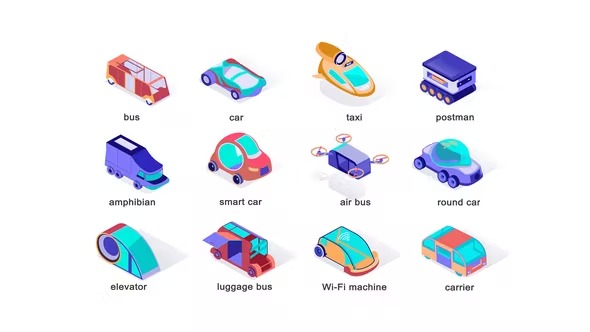 Videohive Transport of the future - Isometric Icons 39425868