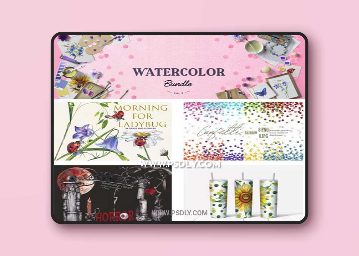 Watercolor Bundle - 20 Wonderful Designs in PNG