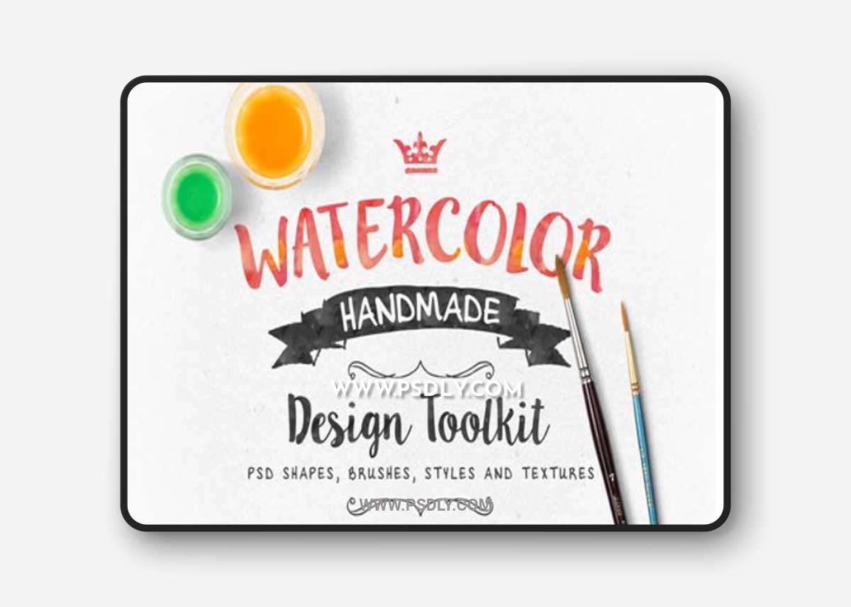 Watercolor Handmade Design Toolkit [300+ Elements] for Photoshop & Illustrator