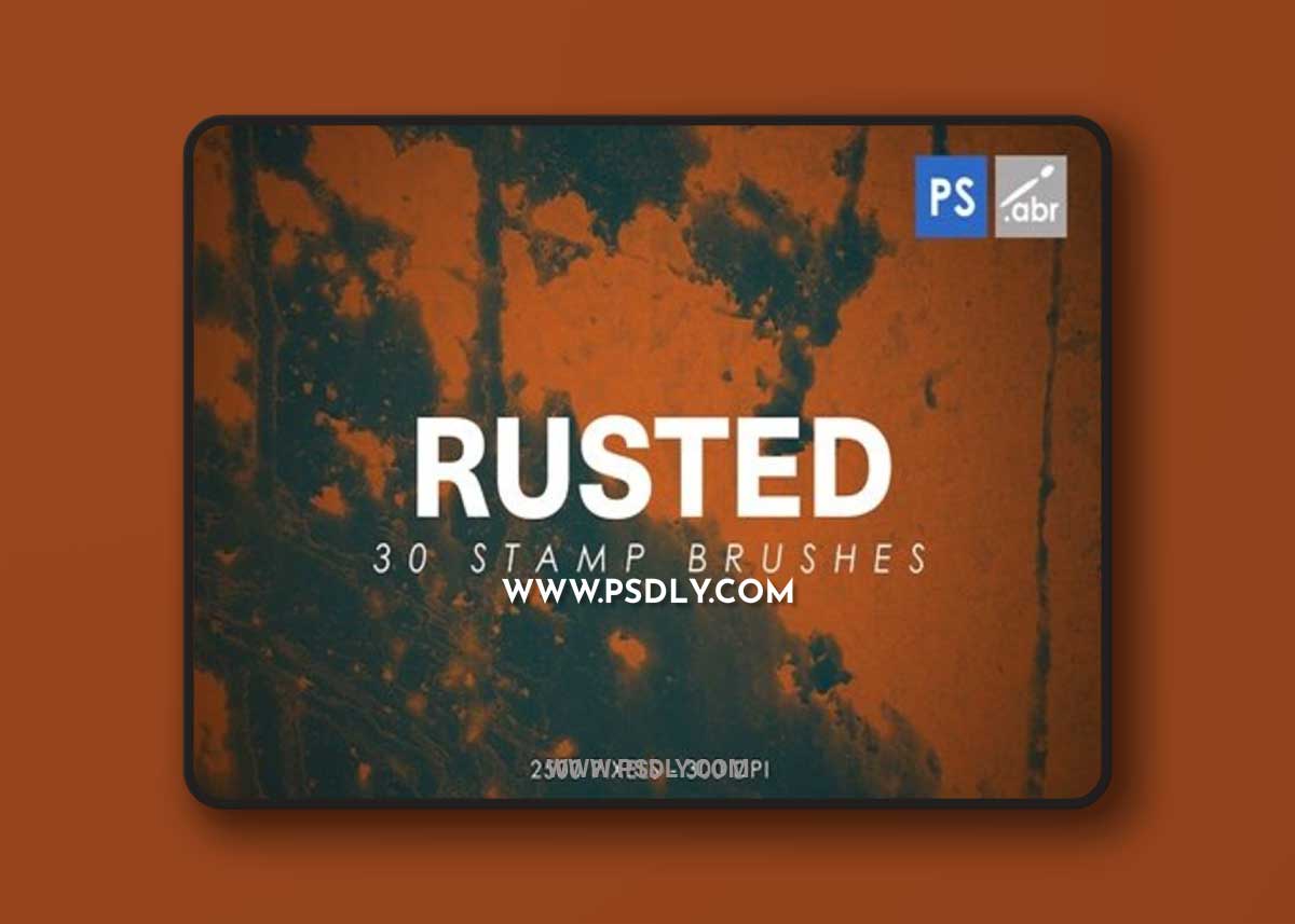 30 Rusted Metal Photoshop Stamp Brushes XLFXT44