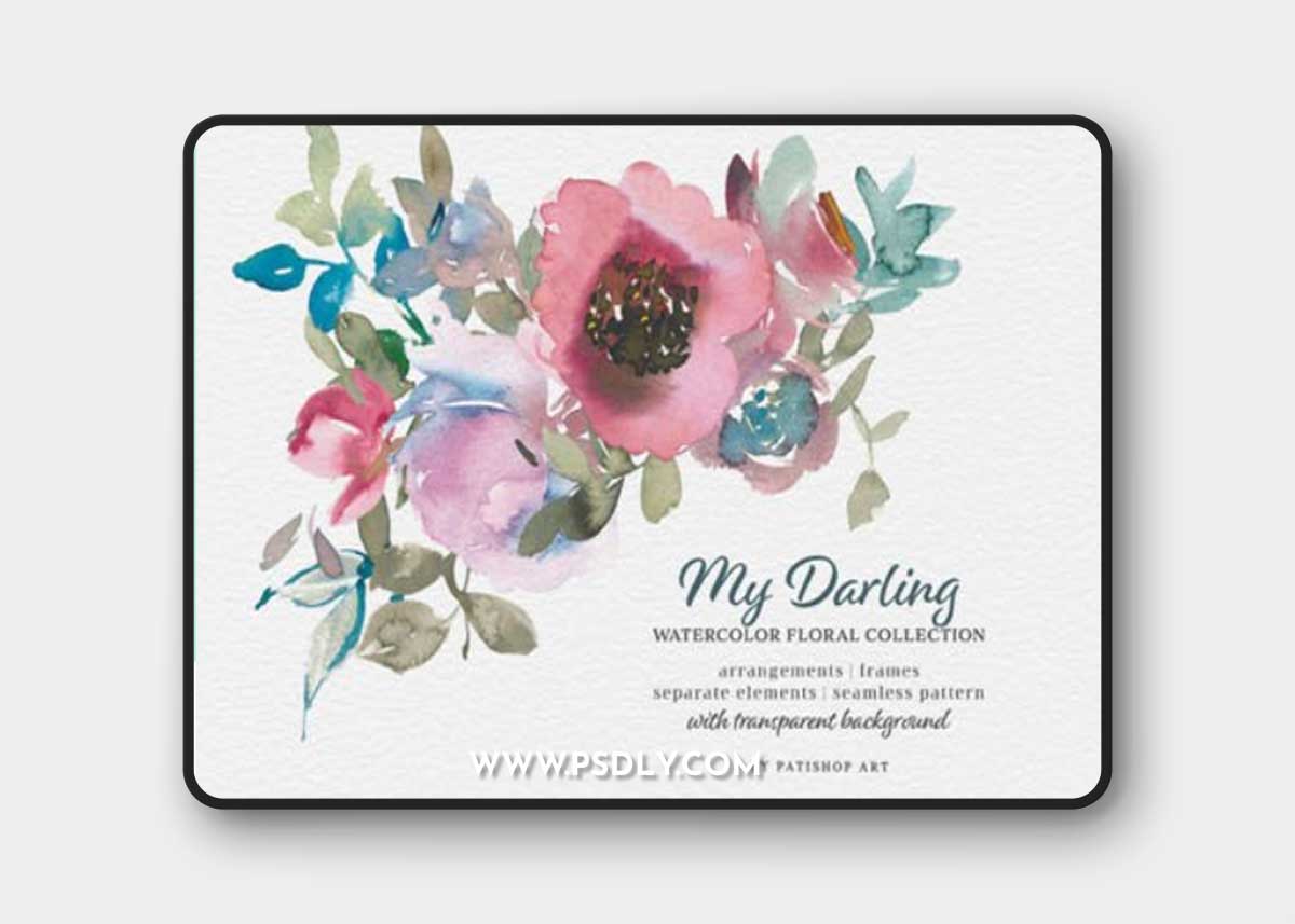 My Darling - Vintage Watercolor Floral Clipart Collection