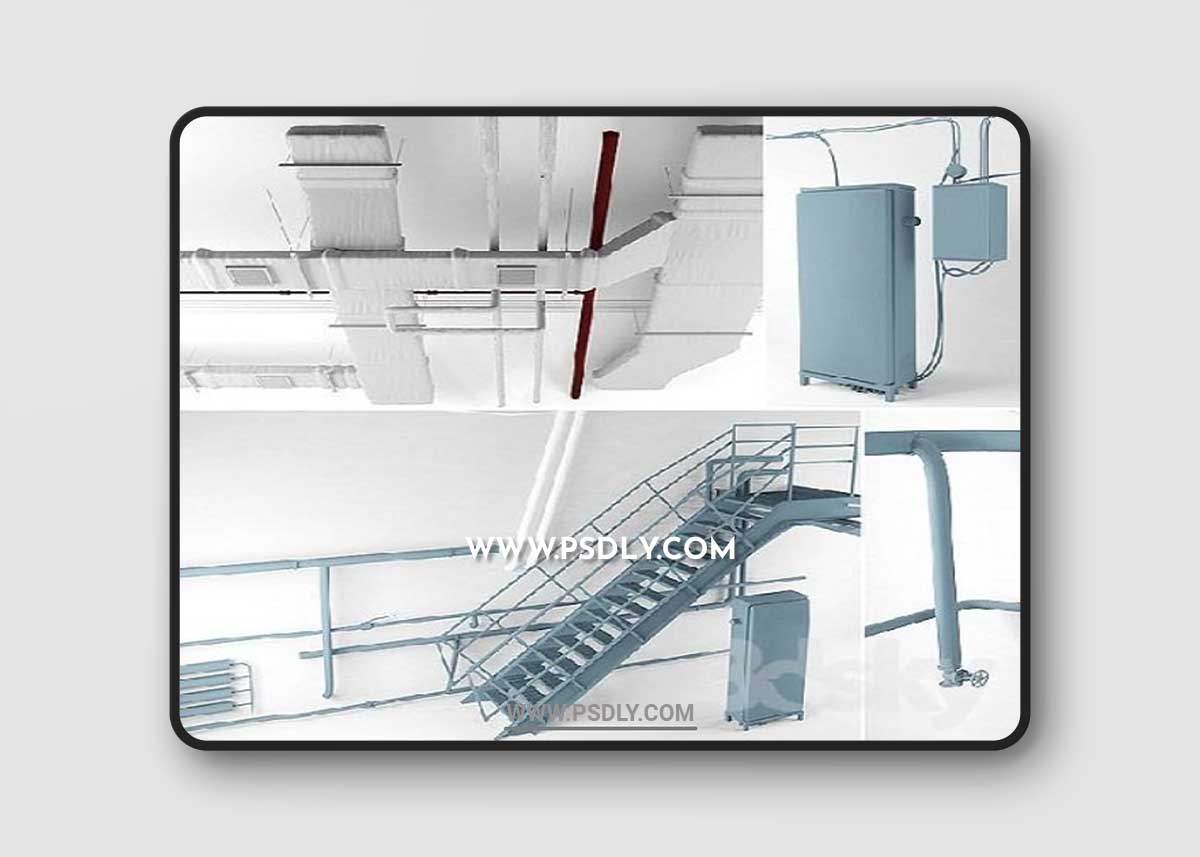 Set for the Loft Ventilation, Wires, Stairs, Heating 3D Model