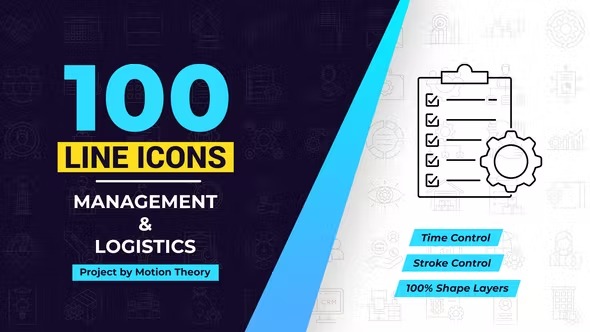 Videohive 100 Management Line Icons 40108198