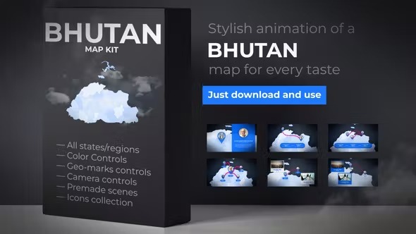 Videohive Bhutan Map - Kingdom of Bhutan Map Kit 39888353