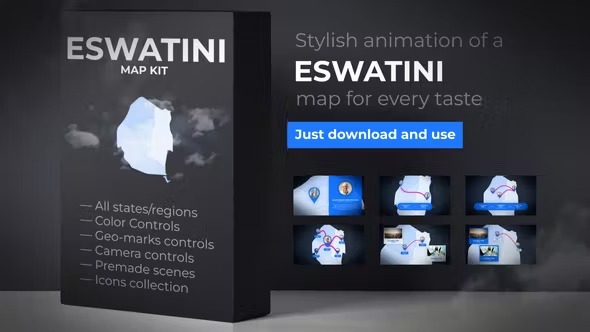 Videohive Eswatini Map - Kingdom of Eswatini Map Kit 40308231