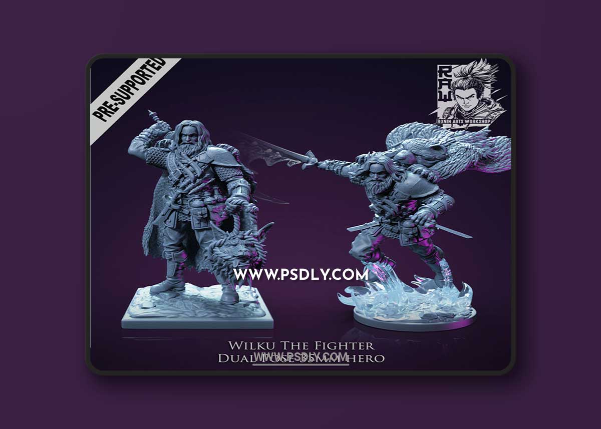 Wilku The Fighter - Action and Idle Pose Hero 3D Print