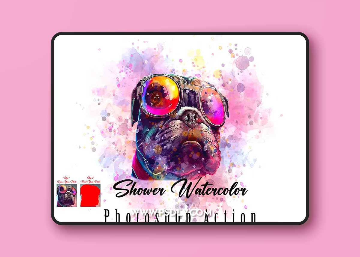 CreativeMarket - Shower Watercolor Photoshop Action 10959873