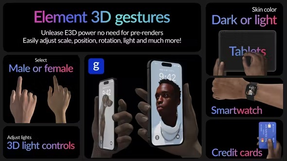 Videohive Real Hand Gestures for Element 3D 40637428
