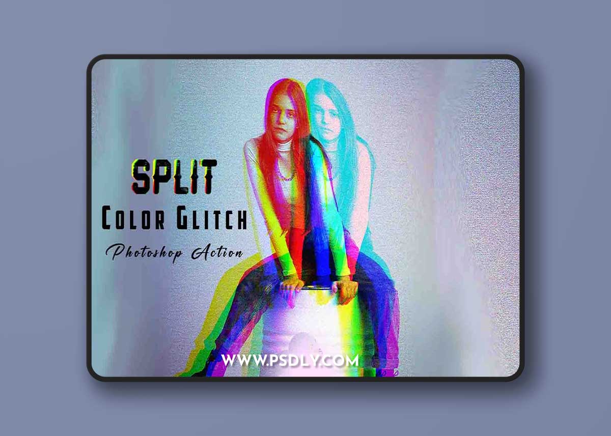 Creativemarket - Split Color Glitch Photoshop Action 12696916