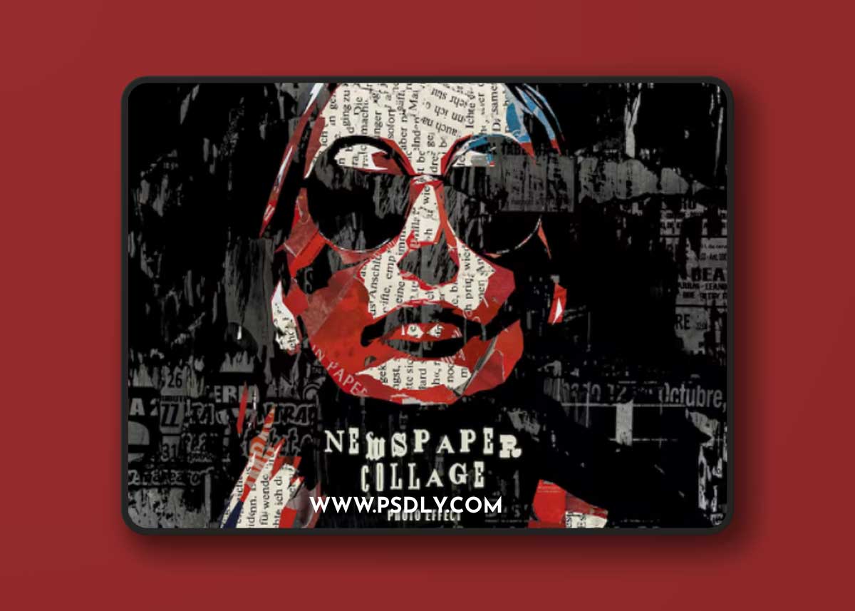 Newspaper Collage Photo Effect GNWMWB8