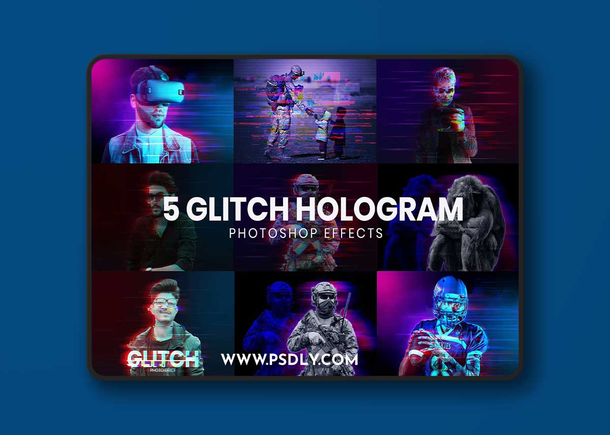 CreativeMarket - Hologram Glitch Photoshop Effects 10992829