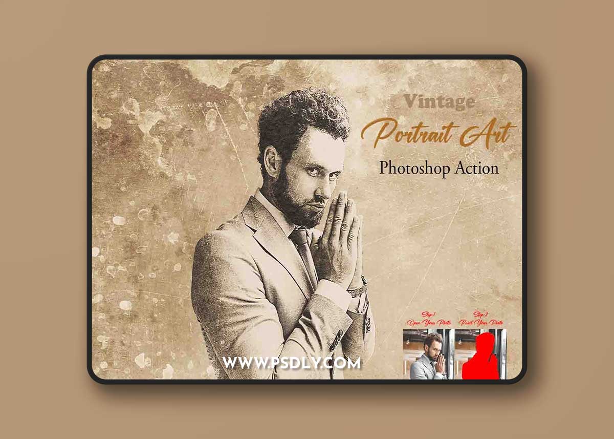 CreativeMarket - Vintage Portrait Art Photoshop Action 12746946
