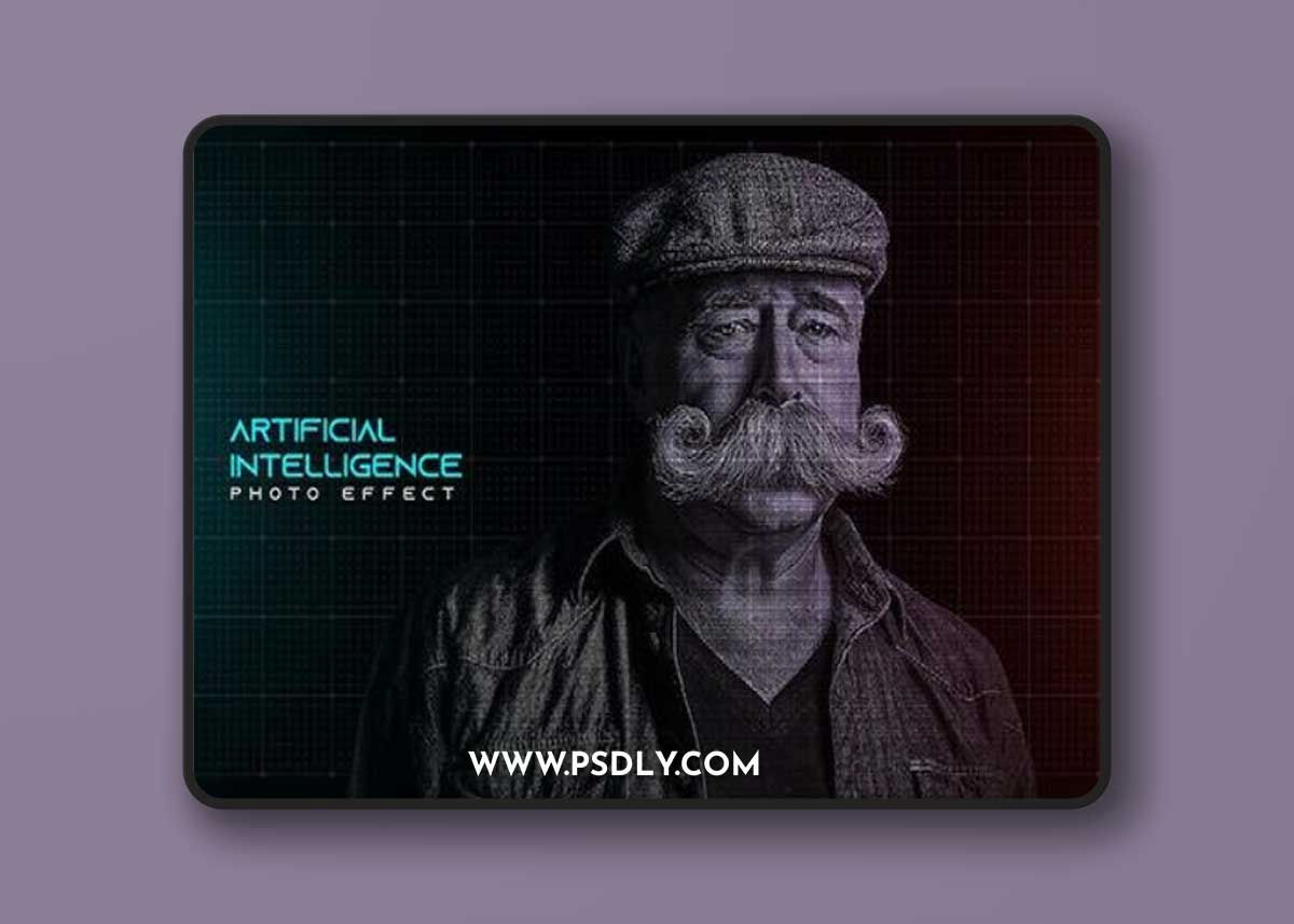 GraphicRiver - Artificial Intelligence Photoshop Effect Mockup 42587103