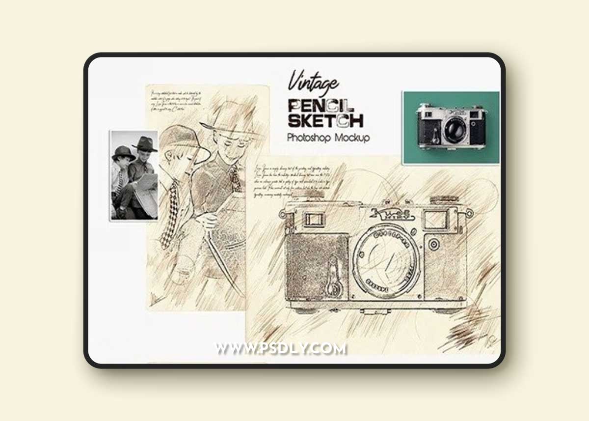 GraphicRiver - Vintage Paper Sketch Photoshop Mockup 40649429