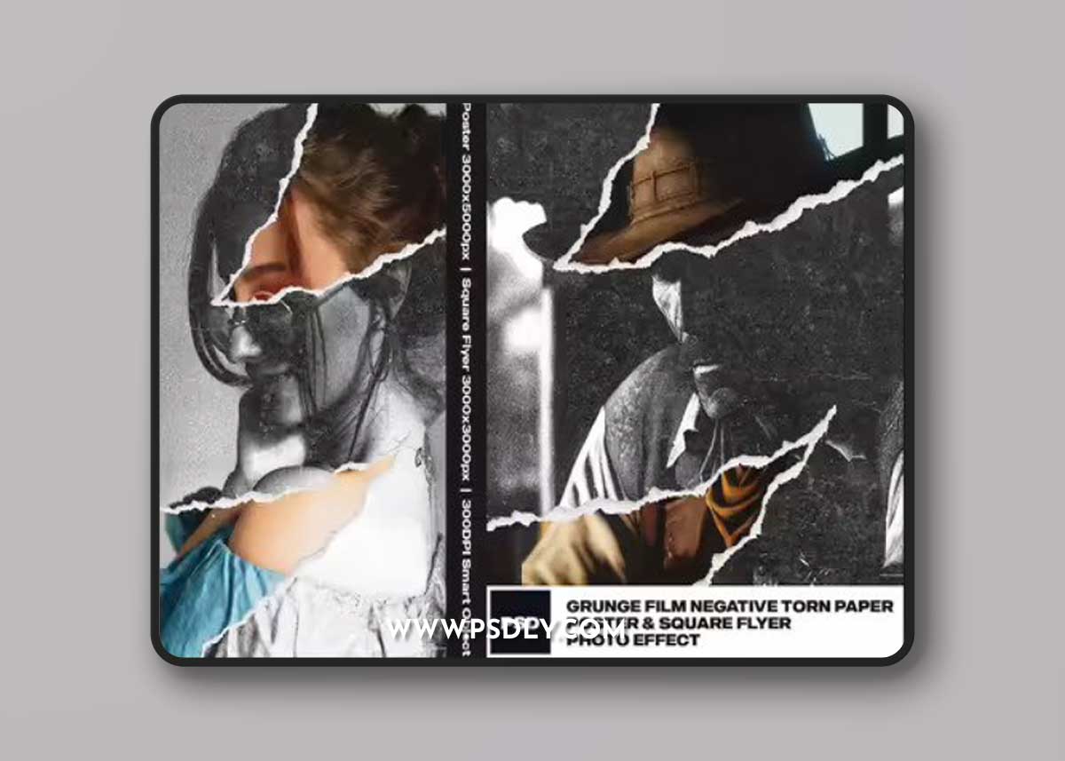 Grunge Film Negative Torn Paper Photo Effect