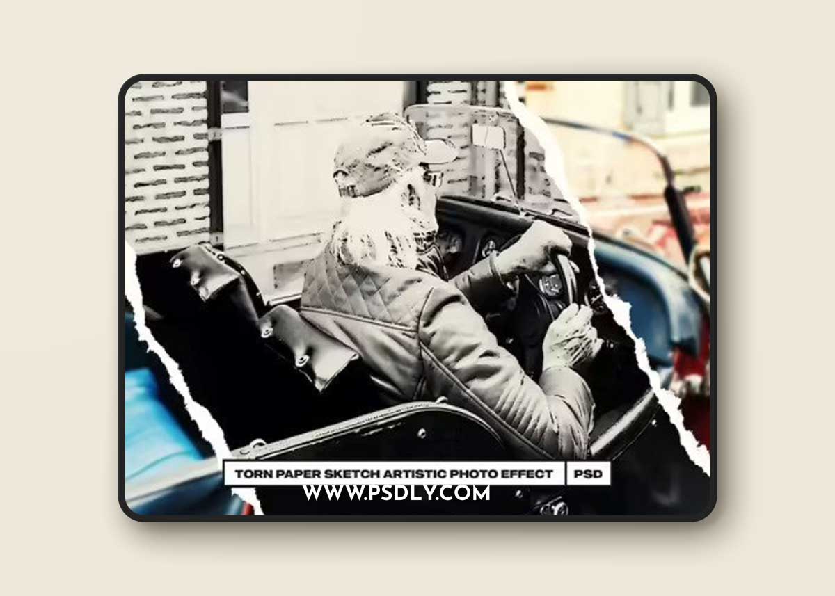 Torn Paper Sketch Artistic Photo Effect