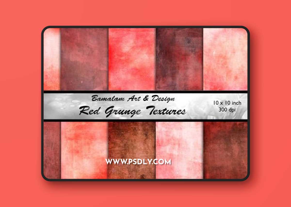 Bright & Dark Red Grunge Textures Pack