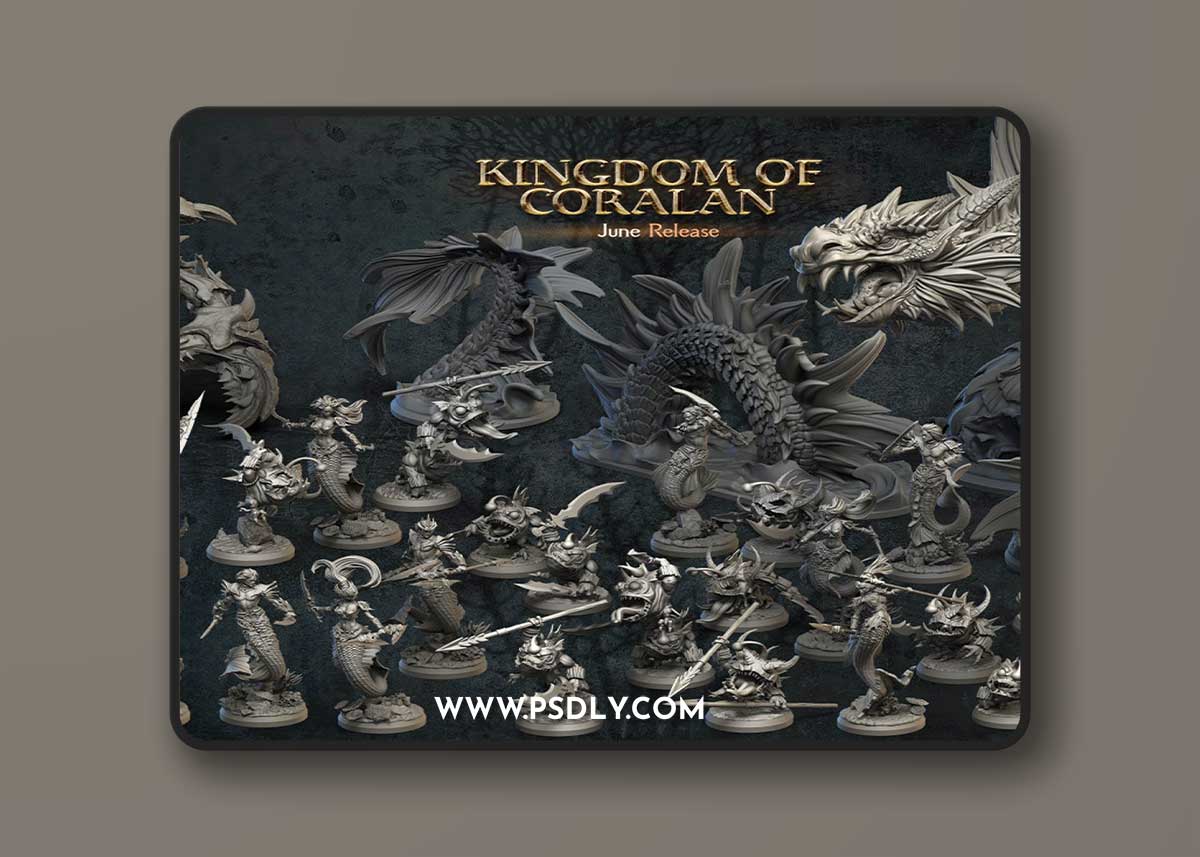 3DArtDigital - Kingdom of Coralan - Merfolk Warriors Female – 3D Print Model