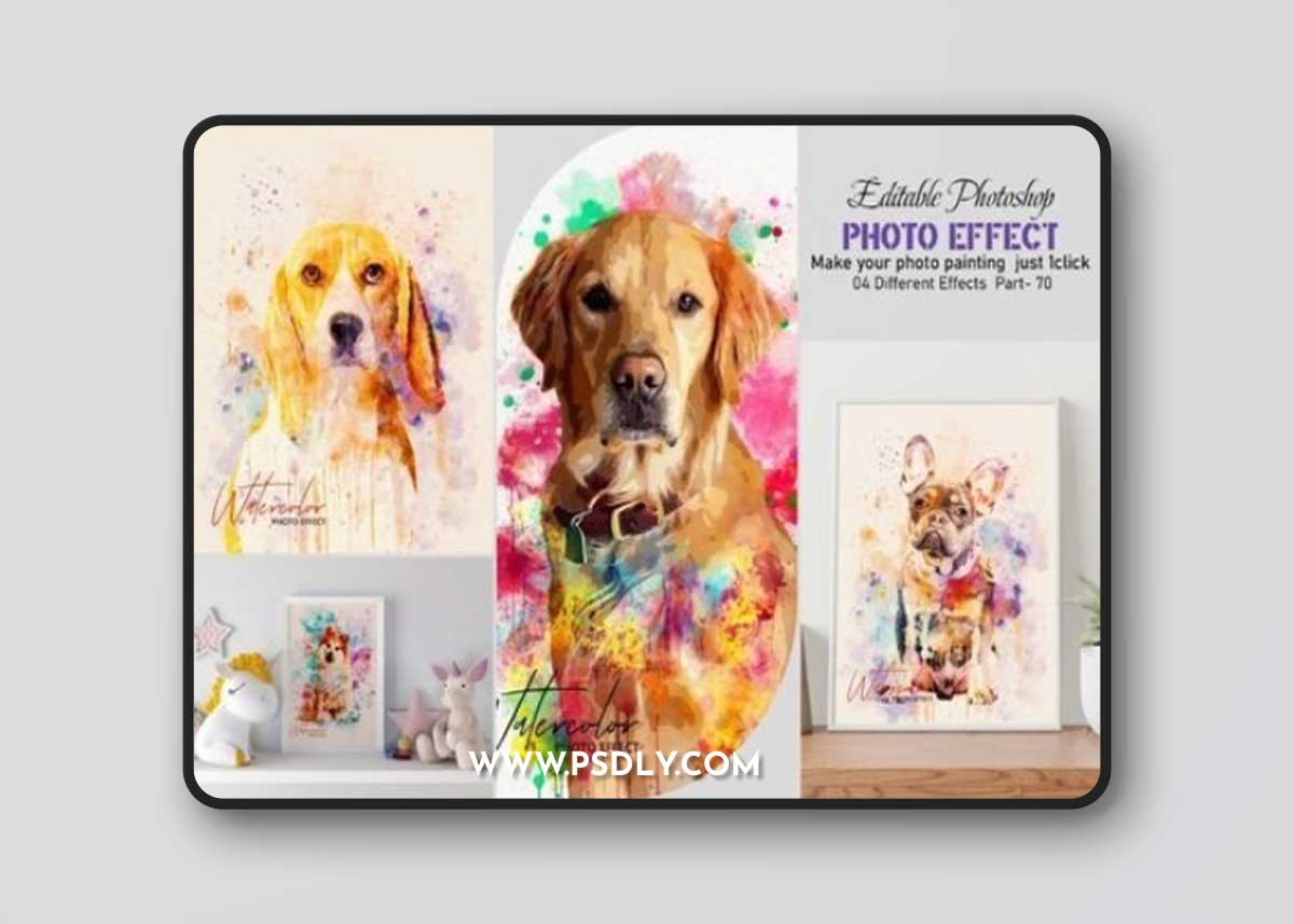 Watercolor Editable Dog Painting