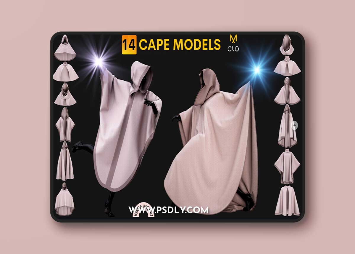 14 Cape/Robe Models (Male / Female) - Marvelous Designer / CLO3D PROJECTS+OBJ+FBX