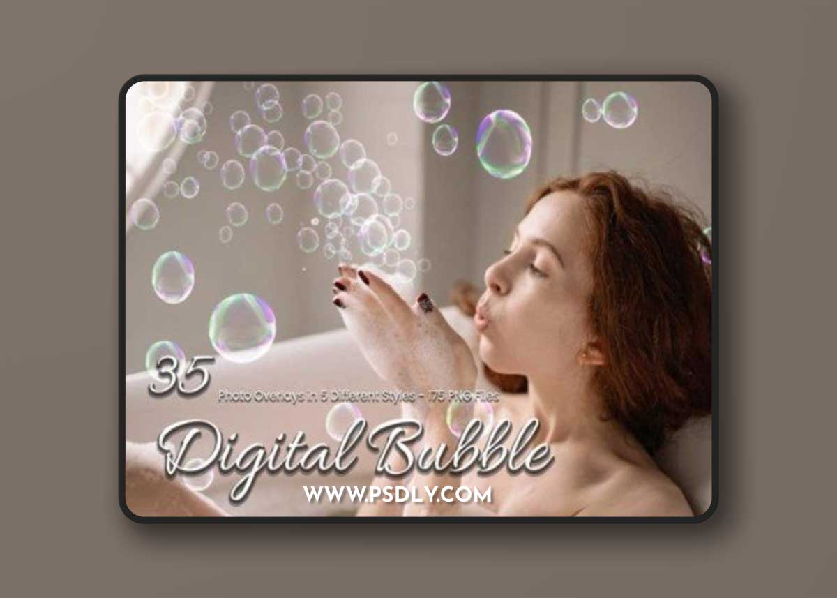 35 Digital Bubble Photoshop Overlays