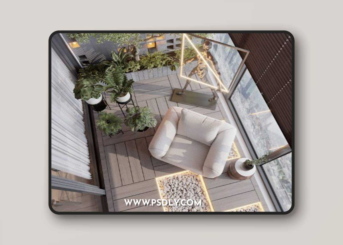 3D Balcony Exterior Scene by Mai