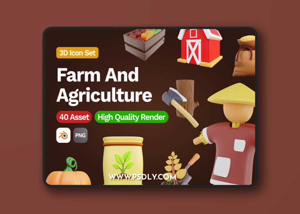 3D Farm And Agriculture Icon Ui8.net