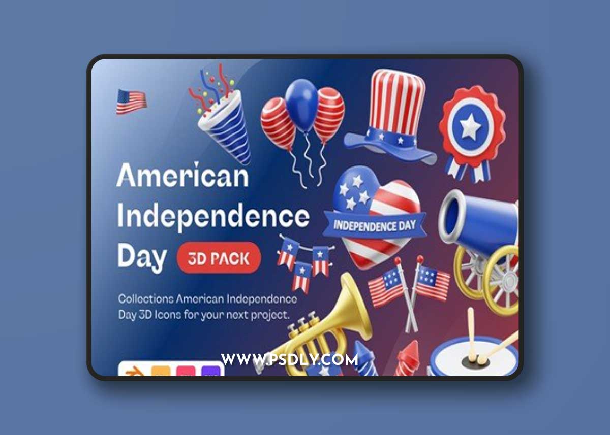 American Independence Day 3D Icon FJAQRTK