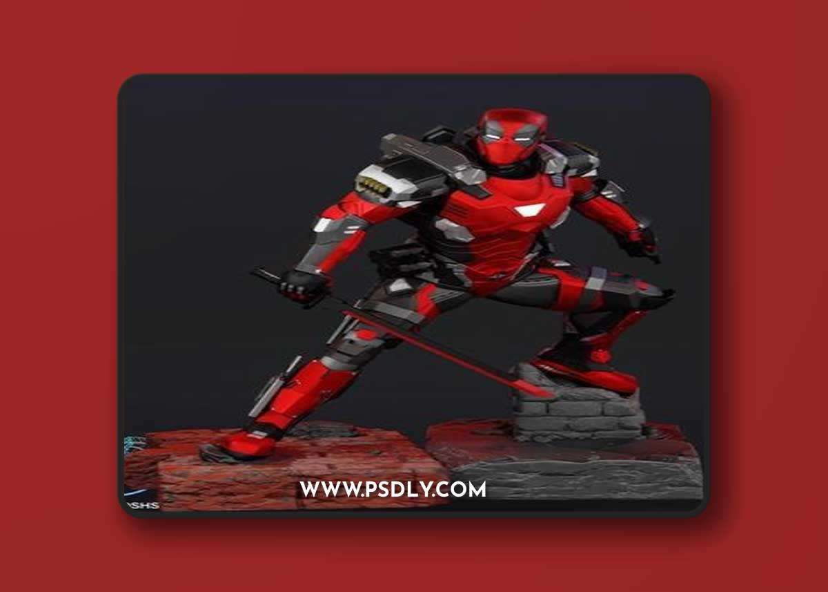 Armorized Deadpool Statue – 3D Print Model