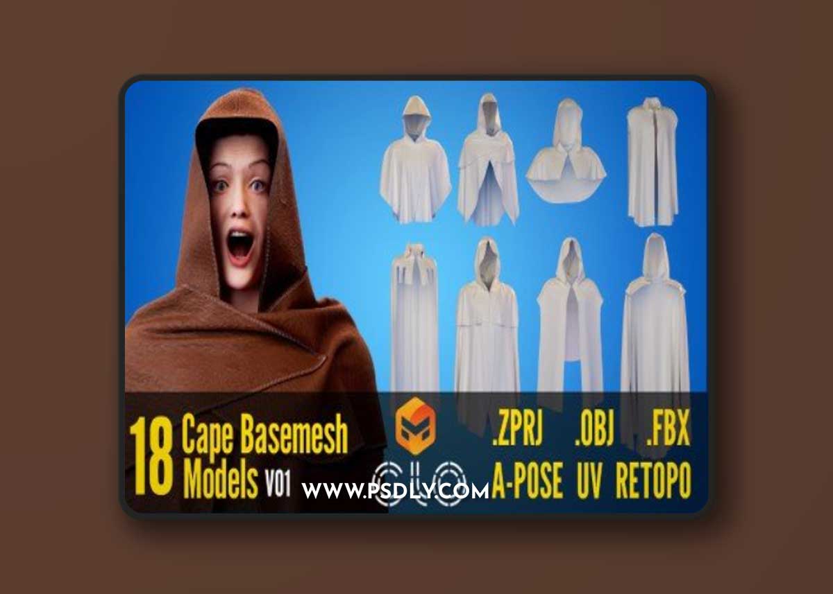 Artstation - 10 + 8 Capes Basemesh Models + Reference Images for texturing + Bonus + Project Files