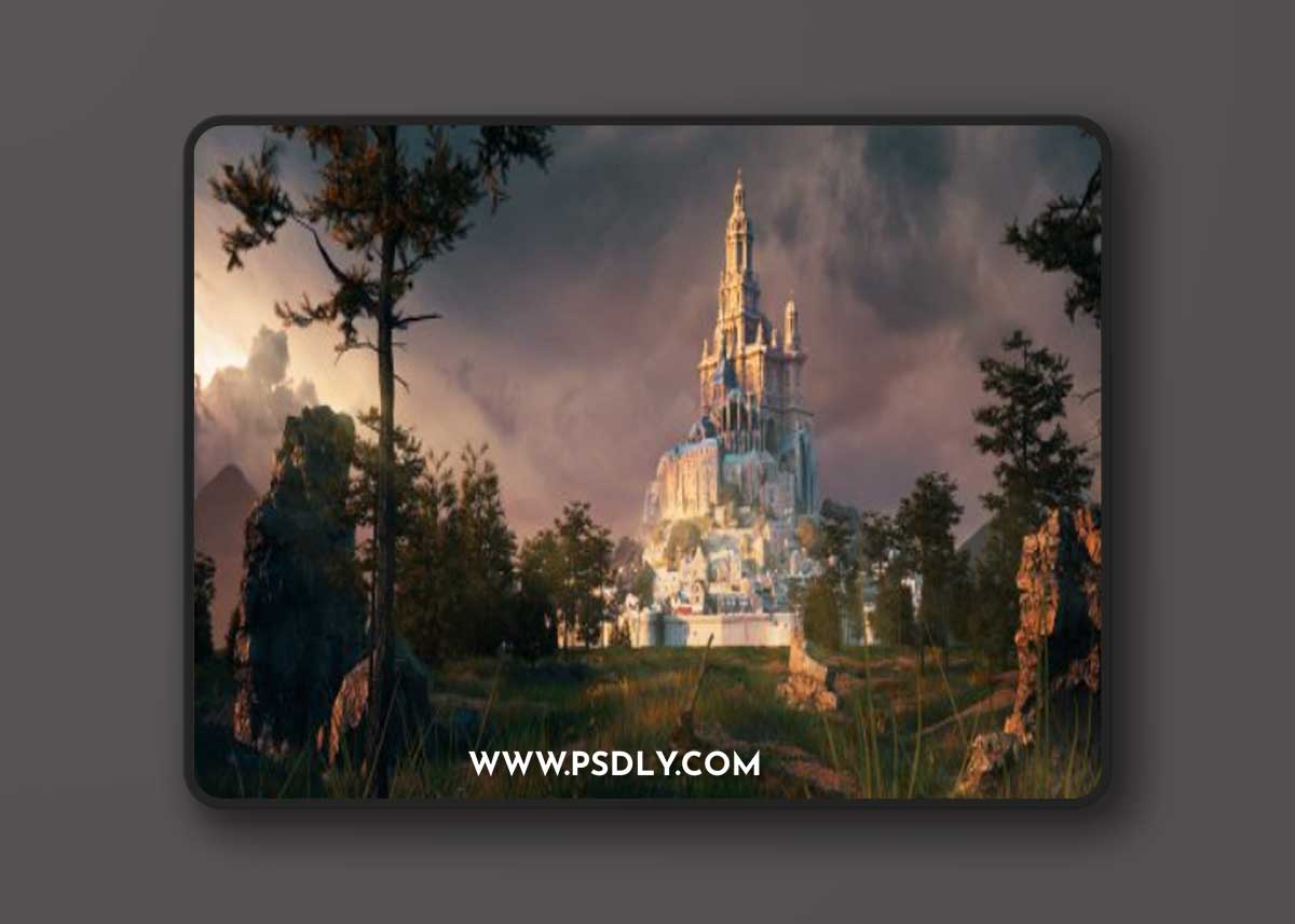 C4D Octane Forest fantasy castle 3D Scene