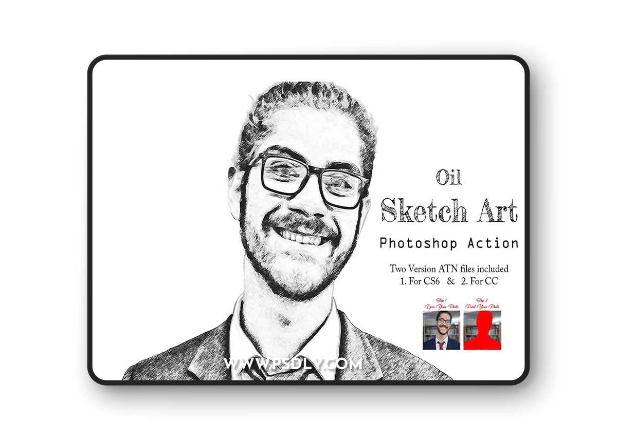 Creativemarket - Oil Sketch Art Photoshop Action 21341937