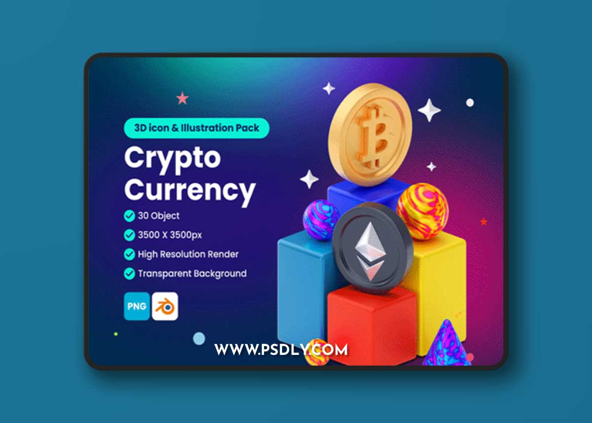 Cryptocurrency 3D Illustration Pack Ui8.net