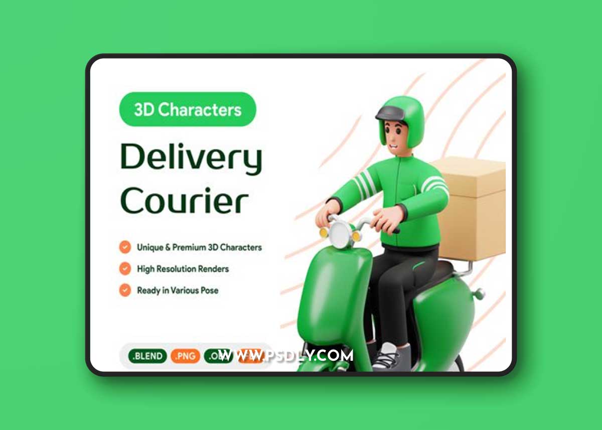 Delivery Courier 3D Character Illustration Ui8.net