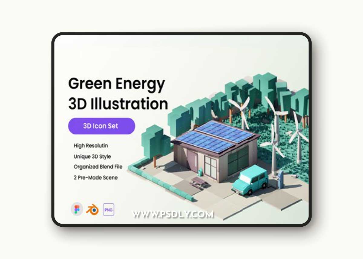 Green Energy 3D Illustration Ui8.net