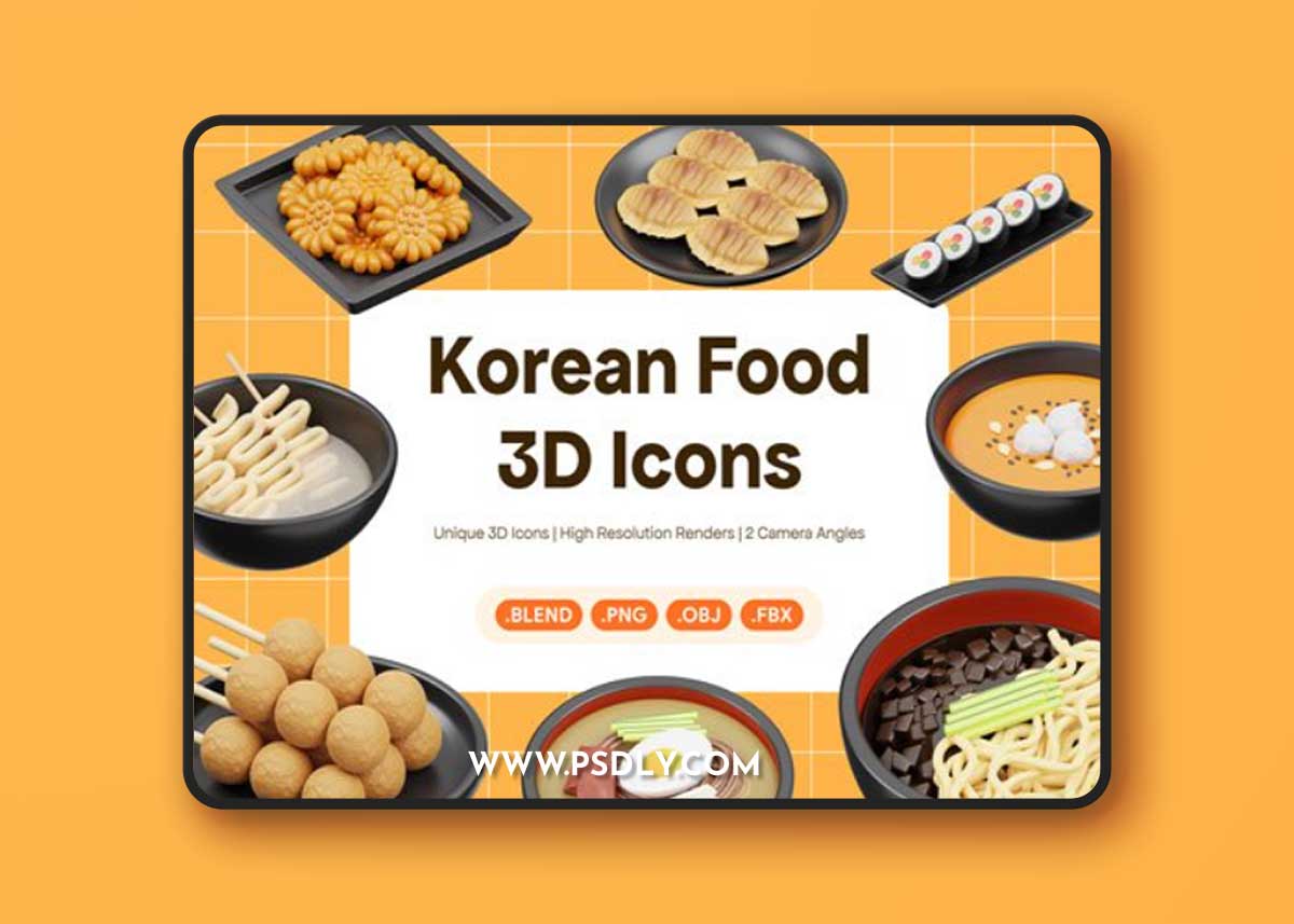 Korean Food 3D Icon Ui8.net