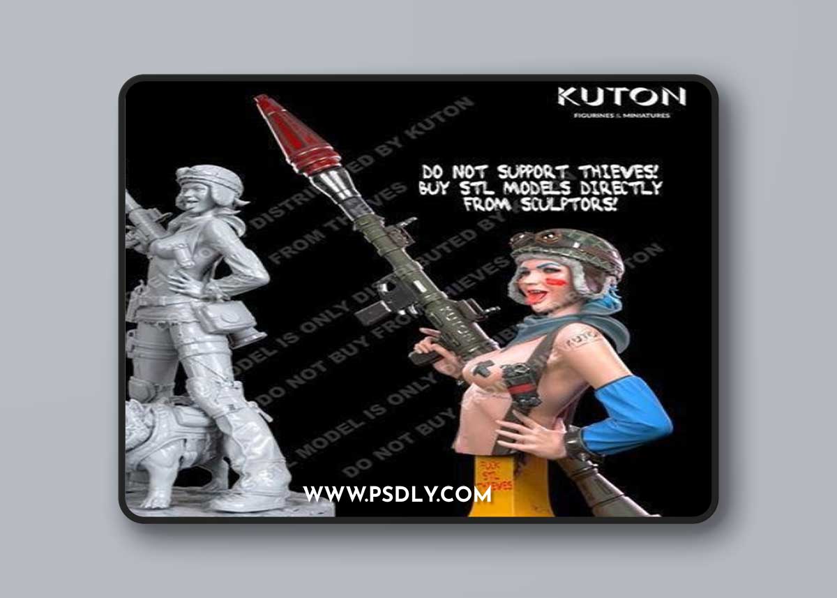 Kuton - Bazooka Girl Figure and Bust – 3D Print Model